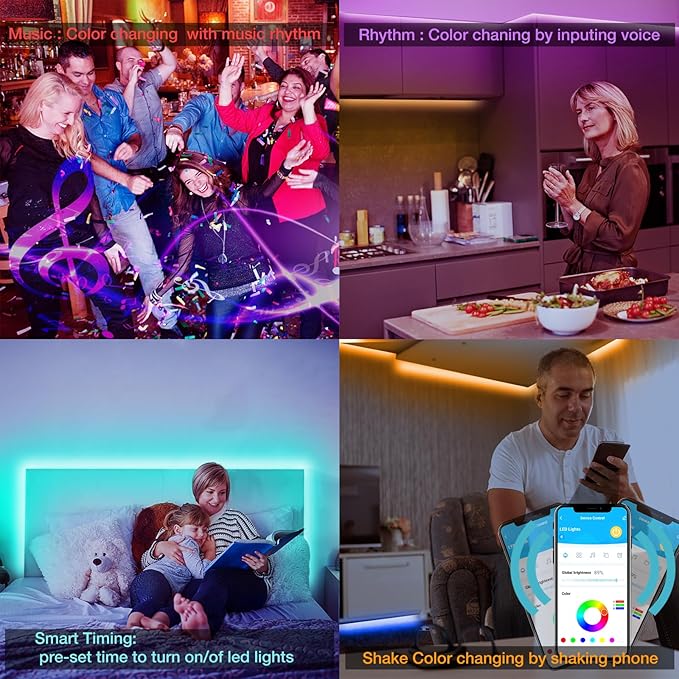 DAYBETTER Smart RGB Led Strip Lights, 100ft Led Lights for Bedroom with App Control, Multicolor Changing Led Light Strips Apply for Home Decor, Living Room, Kitchen, Home Party Decoration