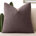 Foindtower Decorative Textured Boucle Throw Pillow Covers Accent Solid Pillow Cases Neutral Soft Cozy Couch Cushion Case for Chair Sofa Bedroom Living Room Home Decor 24x24 Inch,1PC,Dark Purple