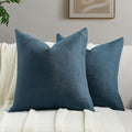 FUTEI Navy Blue Chenille Throw Pillow Covers 26x26 Inch Set of 2,Soft Wide Chevron Textured Euro Pillow Shams,Farmhouse Home Decor for Couch Living Room