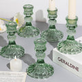 12PCS Green Candlestick Holders Set- 4" H Taper Candle Holders, Glass Candle Holders Bulk for Wedding, Party, Home Table Centerpieces, Festival Gifts & Windowsill Decor