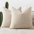 Woaboy Pack of 2 18x18 Inch Decorative Boucle Throw Pillow Covers Textured Square Pillowcaes Accent Solid Cozy Soft Cushion Covers Home Decor for Sofa Couch Living Room Home Decor,Neutral