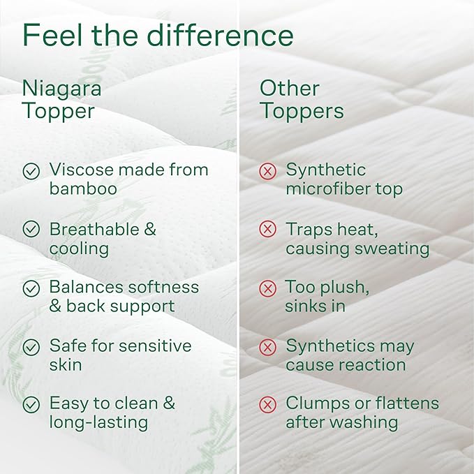 Ultra Soft King Size Mattress Topper - Viscose Made from Bamboo Pillow Top Mattress Pad for Back Pain Relief - Naturally Cooling for Hot Sleepers, Green