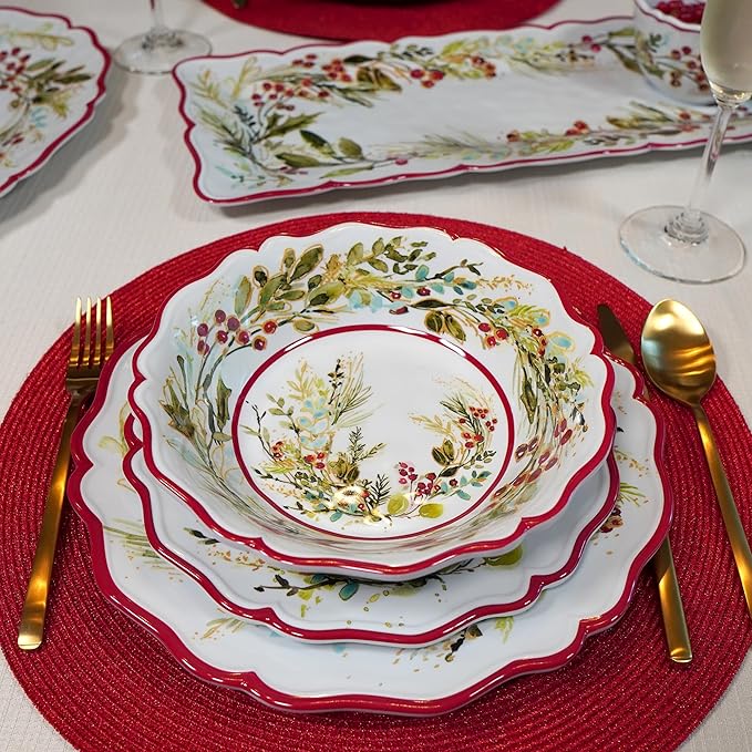 Certified International Christmas Gatherings 11" Melamine Dinner Plates,(Pack of 12)