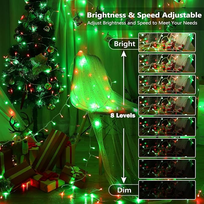 Brizled Color Changing String Lights, 33ft 100 LED Red Mini Lights with Remote, Dimmable RGB Lights String Clear Wire, Indoor USB Twinkle Light for Christmas Halloween Year-Round Decor