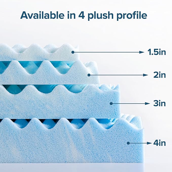 ZINUS 4 Inch Swirl Gel Cooling Memory Foam Mattress Topper, Smaller, More Convenient WonderBox Packaging, Cooling, Airflow Design, CertiPUR-US Certified, King