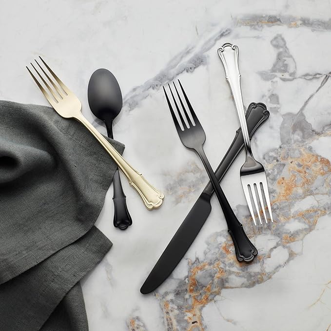 Oneida 896768 James Street Satin Champagne 20 Piece Flatware Set
