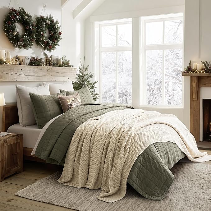 EVERGRACEHOME Chunky Chenille Knit Throw Blanket for Couch, Soft Luxurious Oversized Queen Moss Stitch Blanket for Bed, Large Cozy Farmhouse Knitted Throw for Sofa, Beige, 90" x 90"