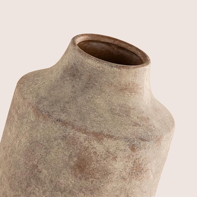 Mitt&Ditt Ceramic Flower Vase, 12.5 inch Tall Off-White Vase, Large Decorative Terracotta Vases, Farmhouse Rustic Pottery Vases for Home Decor, Living Room, Table
