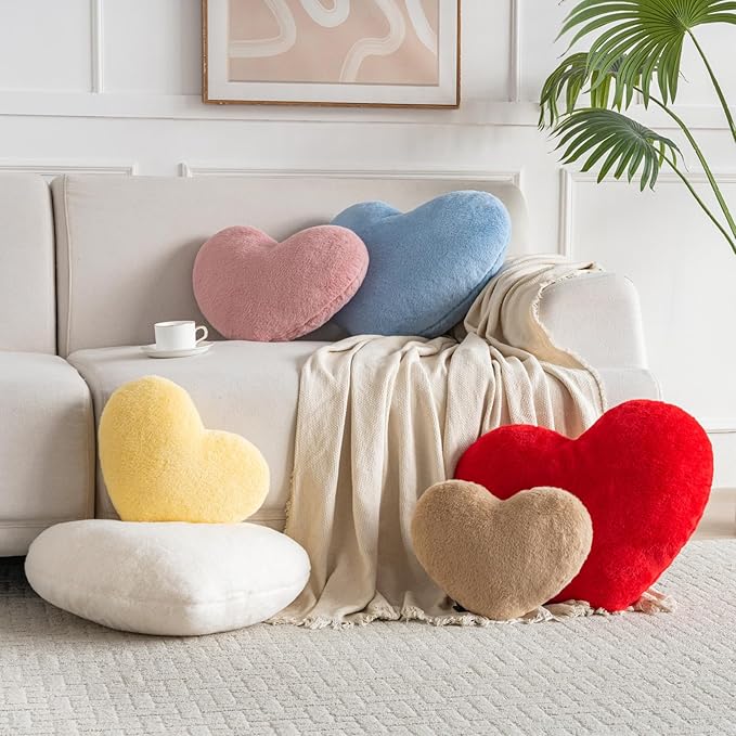 Xiashrk Heart Pillow, Heart Shaped Pillow for Bed Couch, Soft Decorative Heart Throw Pillow, Cute Decorate Pillows, Heart Pillows for Bedroom Living Room (Red, Large 19.6"x15.7")