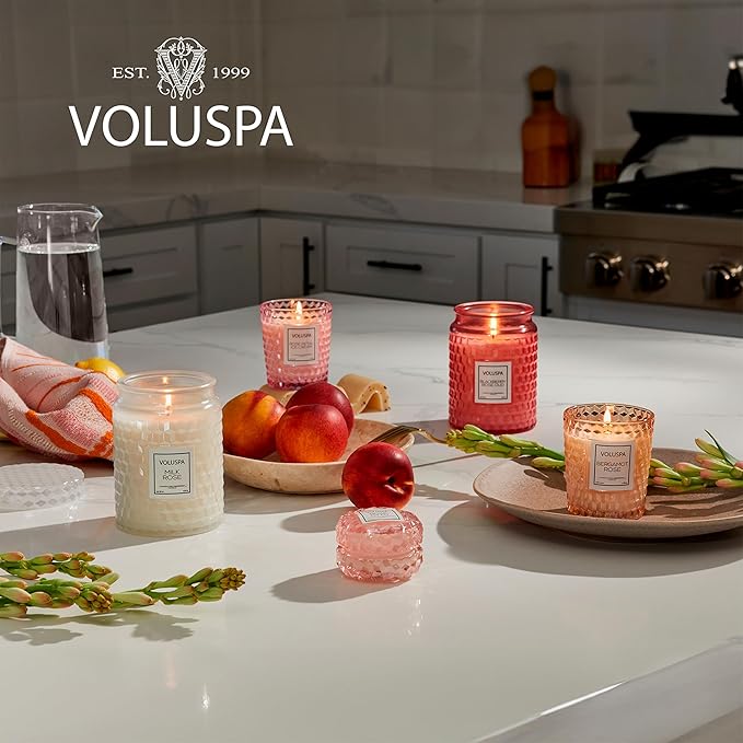 Voluspa Sparkling Rose, Mini Tin Candle, 4 Ounce, 25 Hour Burn Time, Coconut Wax for Clean Burning, Handcrafted in The USA
