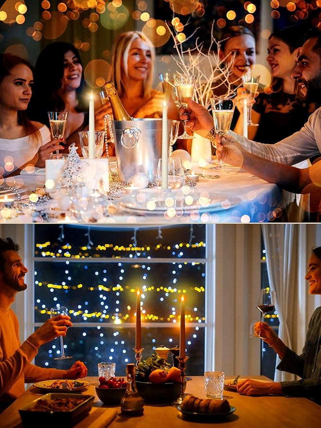 Treela 36 Pieces Flameless Taper Candles 11 Inch Flickering Faux LED Battery Operated Electric Fake Candles for Christmas Halloween Birthday Wedding Party Supplies(Ivory)