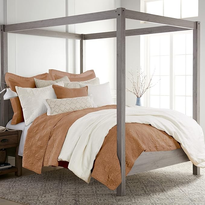 Levtex Home - 100% Linen Front/100% Cotton Back - King/Cal King Quilt - Washed Linen - Sandstone - Quilt Size (106 x 92in.)