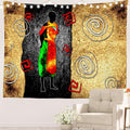Batmerry African Ethnic Retro Tapestry, Vintage Motive Oil Landscape Fashion Wall Art Hanging Decoration Polyester Fiber White Ruffled Around For Dorm Room Bedroom Living Room, 35 X 47 Inches