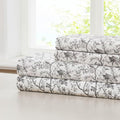 Modern Threads Silky Soft Microfiber and Wrinkle Free Sheets - Luxurious Microfiber Bed Sheets Includes Flat Sheet, Fitted Sheet with Deep Pockets, & Pillowcases Grey Garden Toile, Queen