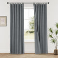 Neutral Grey Blackout Linen Curtains 84 Inch Length 2 Panels Set, Back Tab Loop Pocket Thermal Insulated Light Blocking Black Out Linen Weave Drapes for Offices Living Room 52x84 Inch, Frost Gray