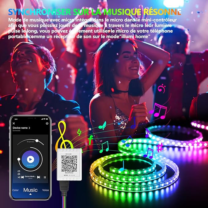 Nexillumi Led Lights for Bedroom 100ft Music Sync Color Changing Led Strip Lights Smart with Remote and App Control Built-in Mic for Party Home Room Decor Luces LED para Cuarto