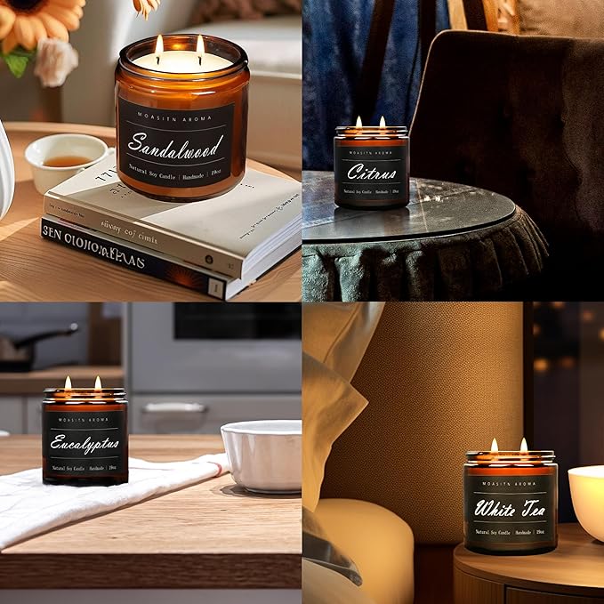 MOASITN Eucalyptus Large Heavenly Scented Candles for Home|19oz 100h Long Lasting Clean Burn|Natural Soy Aromatherapy Candle|2 Wick Jar Candle for Women,Men as Relaxing,Birthday,Housewarming Gifts