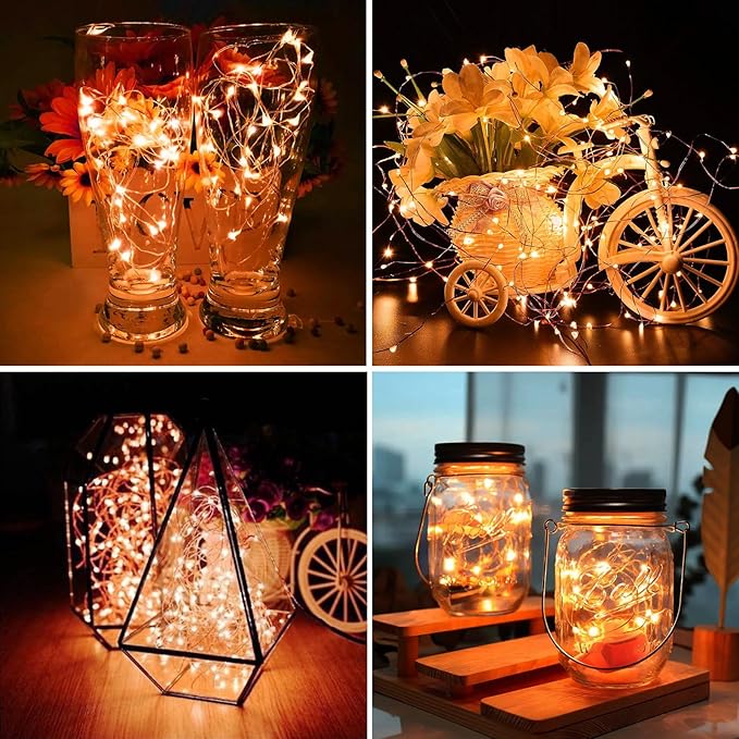 ZGWJ 12 Pack Halloween Fairy Lights Battery Operated, 7ft 20 Mini LED Halloween Fairy String Lights Silver Wire 3 Modes Waterproof for DIY, Parties, Bedroom Decorations,Orange