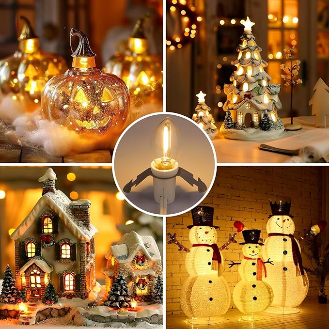 Brightown Accessory Cord with LED Bulb - 6ft Cord with On/Off Switch for Night Lights, Halloween Pumpkin, Blow Mold, Christmas Village House, Holiday Ceramic Trees, Craft Projects, 2 Pack