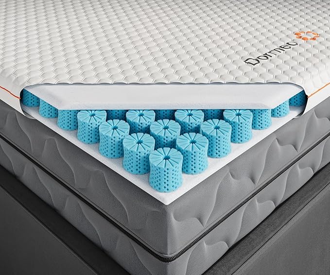 Dormeo Premium Queen Cooling Mattress Topper - 3-Zone OctaspringⓇ Technology for Optimal Back Support, Anti-Slip Bottom