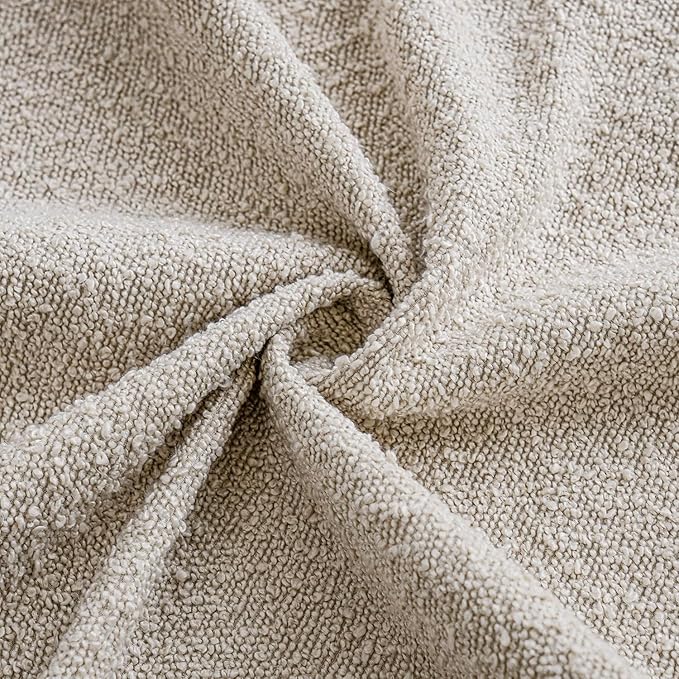 Foindtower Decorative Textured Boucle Throw Pillow Covers Accent Solid Pillow Cases Neutral Soft Cozy Couch Cushion Case for Chair Sofa Bedroom Living Room Home Decor 26 x 26 Inch,Light Beige