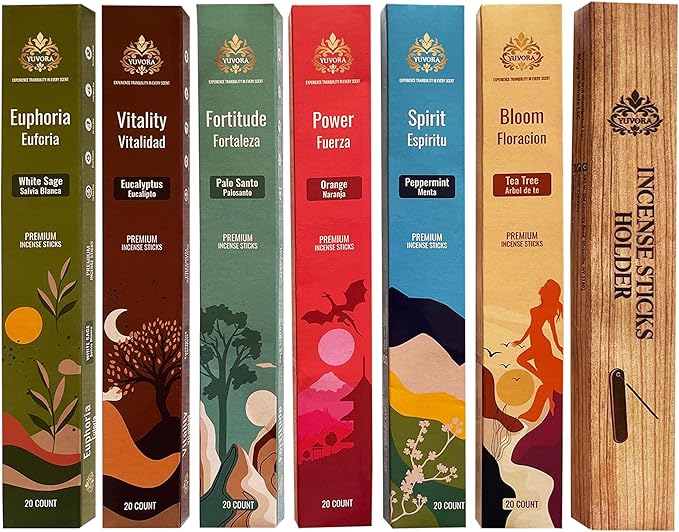 Aromatic Incense Sticks Gift Set – 120 Natural & Non-Toxic Incense Sticks | 6 Soothing Scents | Home, Meditation, Relaxation & Yoga | Free Incense Holder | Inciensos - Gifts for Women