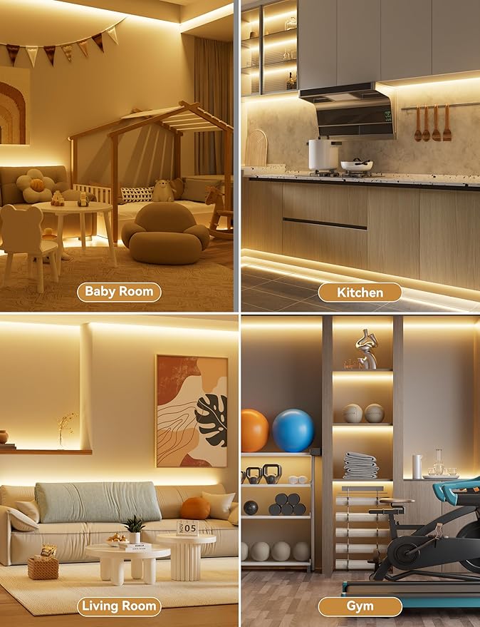PAUTIX COB LED Strip Light 16.4ft,Engineering Level UL Listed Warm White 2700K,CRI93+ Super Bright High Lumen,Dimmable 24V Flexible LED Tape Light with RF Remote,for Cabinets,Home&Office DIY Lighting