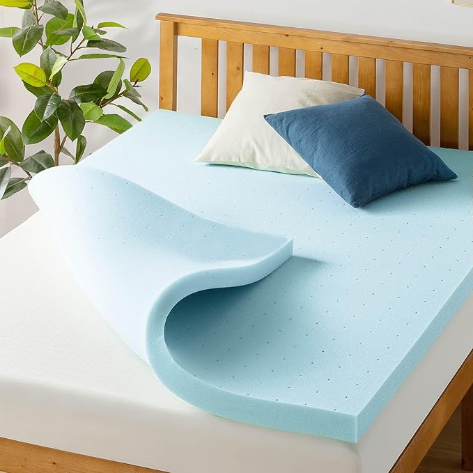 Best Price Mattress 3 Inch Ventilated Memory Foam Mattress Topper, Cooling Gel Infusion, CertiPUR-US Certified, Dorm Essentials, King