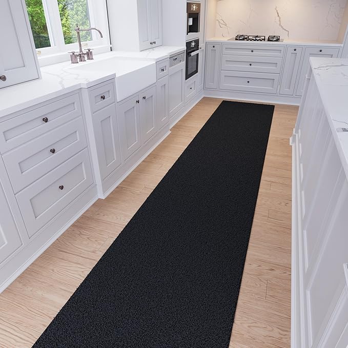 Ottomanson 3' x 22' Shaggy Runner Rug - Plush & Cozy Non-Slip Carpet for Bedroom, Living Room, Bathroom & Entryway - Durable & High-Traffic Friendly for Hallways & Dorms, Black