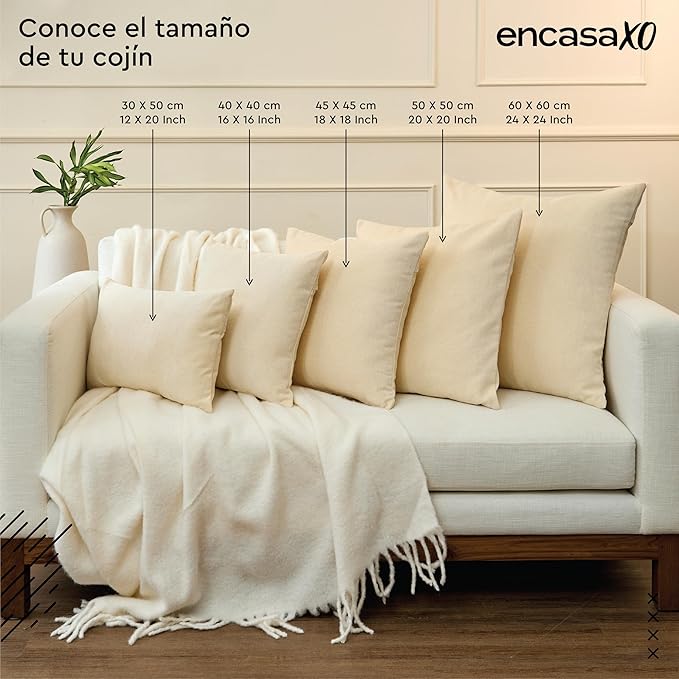 Encasa XO Throw Pillow Covers 24x24 in Set of 2 Mango | No Inserts | Cotton Pillow Covers for Living Room, Bed, Sofa, Couch | Decorative Cushion Covers with Improved Zippers