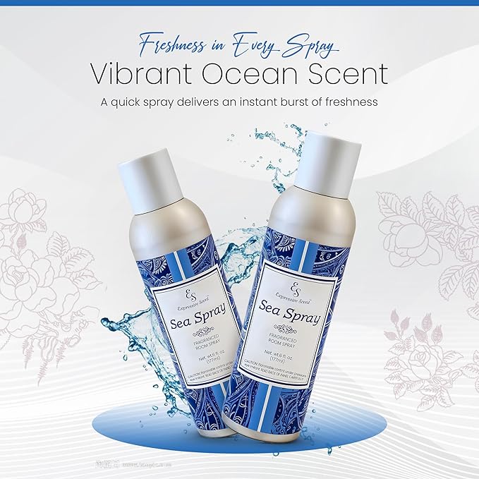 Expressive scent Air Freshener Spray - long lasting luxurious sea spray – Ideal for Bathroom, Kitchen, Office & Car – long lasting home fragrance 6 FL Oz