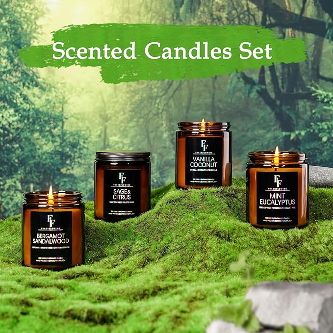 Mint Eucalyptus Candle, Scented Candle for Home Soy Wax Candle, Aromatherapy Candle Gift for Women Men, 50H Burns Long-Lasting, 7oz