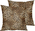 Brown Leopard Throw Pillow Cover - 2 Pcs Cheetah Pillow Case 18x18 inch Cotton Soft Animal Print Pillows Covers Decorative Cushion Cover for Home Couch Bed Sofa Double Side Printed