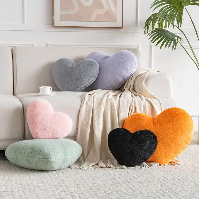 Xiashrk Heart Pillow, Heart Shaped Pillow for Bed Couch, Soft Decorative Heart Throw Pillow, Cute Decorate Pillows, Heart Pillows for Bedroom Living Room (Pink, Medium 15.7"x11.8")