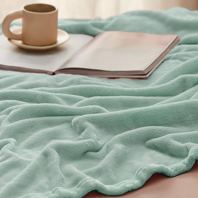 Bedsure GentleSoft Fleece Throw XL Blanket Sage Green - 300GSM Soft Lightweight Plush Cozy Blankets for Bed, Sofa, Couch, Travel, Camping, 50x70 inches
