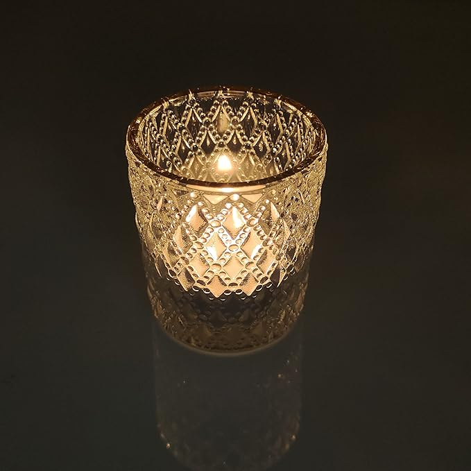 SHMILMH Clear Votive Candle Holders, Glass Tealight Candle Holders Bulk with Rim for Wedding Table Centerpiece Birthday Party Thanksgiving Decor, Set of 12