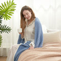 Snuggle Sac Blue Waffle Throw Blanket for Couch Bed Sofa 60x80 inches, Reversible Blue Blanket Microfiber Fluffy Fuzzy Cozy Knit Twin Blanket for Women Mothers Birthday Gifts