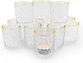 SHMILMH Clear Votive Candle Holders, Glass Tealight Candle Holders Bulk with Rim for Wedding Table Centerpiece Birthday Party Thanksgiving Decor, Set of 12