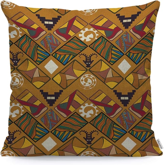 WONDERTIFY Pillow Cover Tribal Abstract Texture in The African Style Raster Copy - Soft Linen Pillow Case for Decorative Bedroom/Livingroom/Sofa/Farm House - Cushion Covers 18x18 Inch
