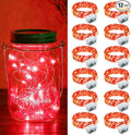 ZGWJ 12 Pack Fairy Lights Battery Operated, 7ft 20 Mini LED Fairy String Lights Silver Wire 3 Modes for DIY, Parties, Wedding, Bedroom, Halloween Christmas Decoration Red