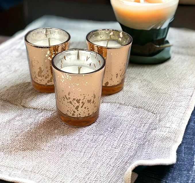Mister Candle - Citronella Scented Rose Mercury Filled Glass Votive Candles Jars with Soy Wax, Perfect Home Decoration, Wedding Favors Hand Poured in USA (Set of 12) (Citronella)