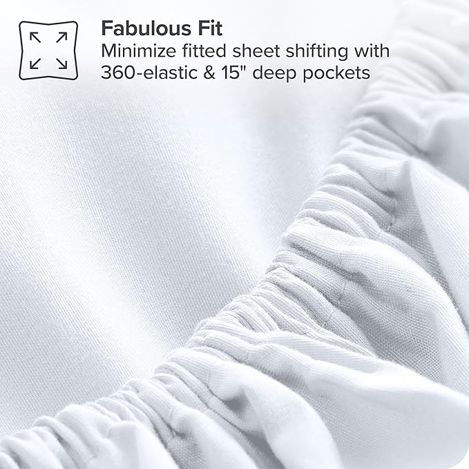 Bare Home Bed-in-A-Bag 8 Piece Comforter & Sheet Set - Split California King - Goose Down Alternative - Ultra-Soft 1800 Premium Bed Set (Split Cal King, White/White)
