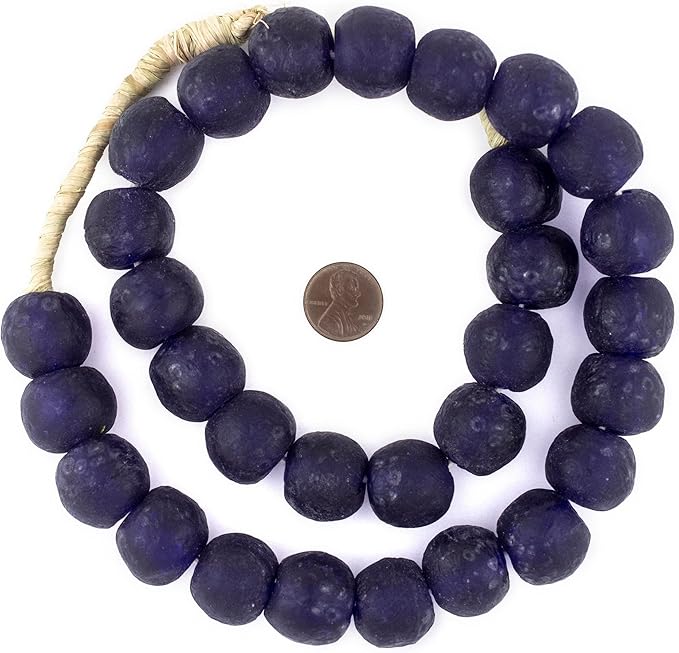 Jumbo Recycled Glass Beads, 21–25mm – African Sea Glass for Wall Hangings, Coffee Table Decor, Shelf Styling, and Home Accents – (Cobalt Blue) – The Bead Chest