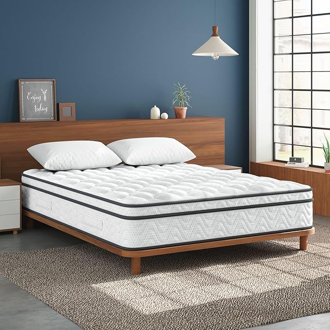 Vesgantti Queen Bed Mattress 9 Inch, Fiberglass-Free | Cool Sleep Hybrid Mattress in a Box - Memory Foam & Pocket Springs, Ergonomic Design, Pressure Relief, Medium Firm Feel, 60"×80"×9"