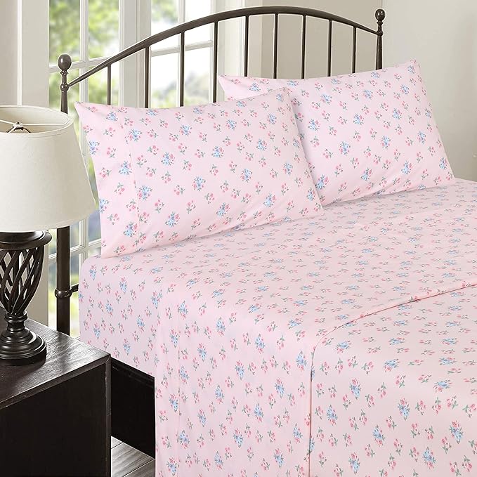 RUVANTI 100% Cotton California King Sheet Sets, 4 Pieces, Soft & Breathable Percale Weave Bedding, Deep Pocket 14", Hotel Standard, Crisp Cool Feel & Durable, Perfect Floral Sheets, Spring On