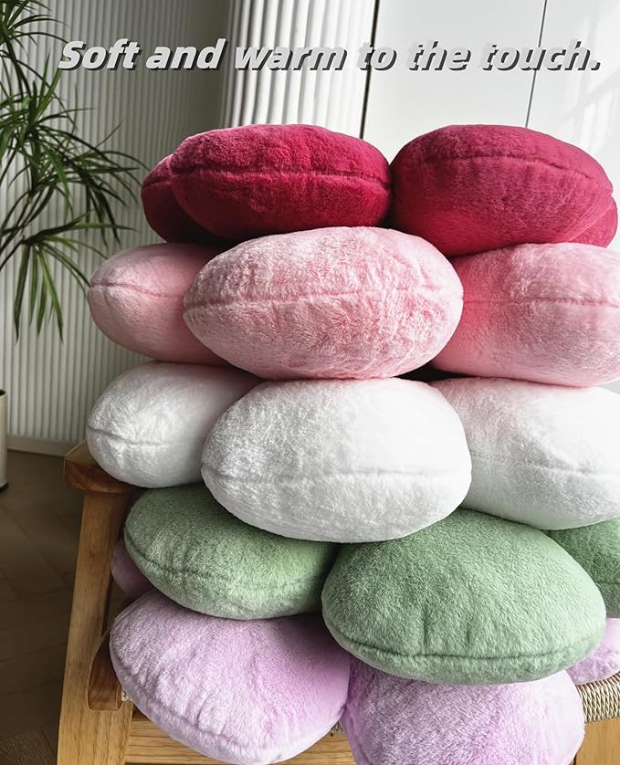 Purple Flower Pillow, 23.62In Floor Pillow Cushion, Cute Flower Shaped Throw Pillow, Home Decorative Seating Cushion for Sofa, Couch, Bed