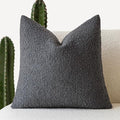 Foindtower Decorative Textured Boucle Throw Pillow Covers Accent Solid Pillow Cases Neutral Soft Cozy Couch Cushion Case for Chair Sofa Bedroom Living Room Home Decor 16x16 Inch,1PC,Dark Grey