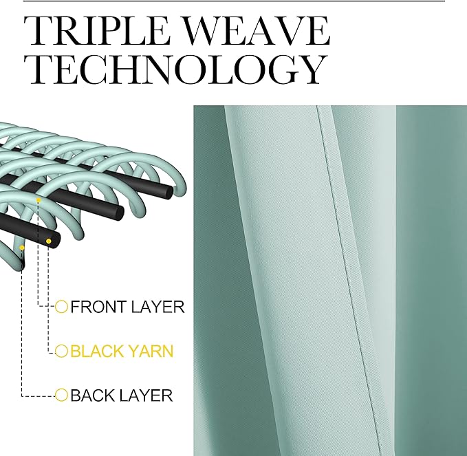 NICETOWN Aqua Blue Blackout Curtains 102" Long for Office, Dining Room, Guest Room, 55" Wide by 102" Long, 2 Pieces, Sound Reducing Heat and Cold Block Curtain Panels for Modern Room Decorative