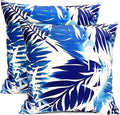 Decorative Throw Pillow Covers Set of 2 Blue Leaves of Tropical Pillow Covers 20x20 inch Soft Short Plush Square Throw Pillows,Farmhouse Outdoor Pillow Covers for Couch Sofa Living Room