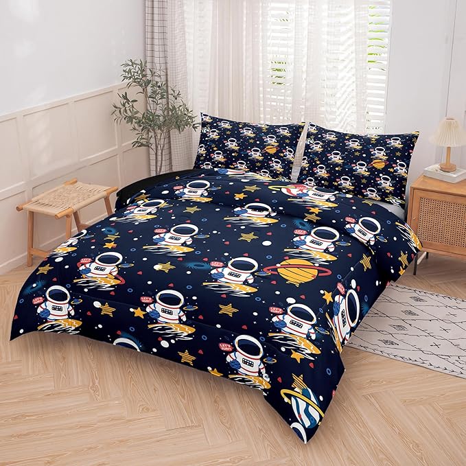 Tailor Shop Space Boys Comforter Sets King Size,Space Bedding Sets for Boys Kids Galaxy Comforter Teens with 1 Pillowcase……